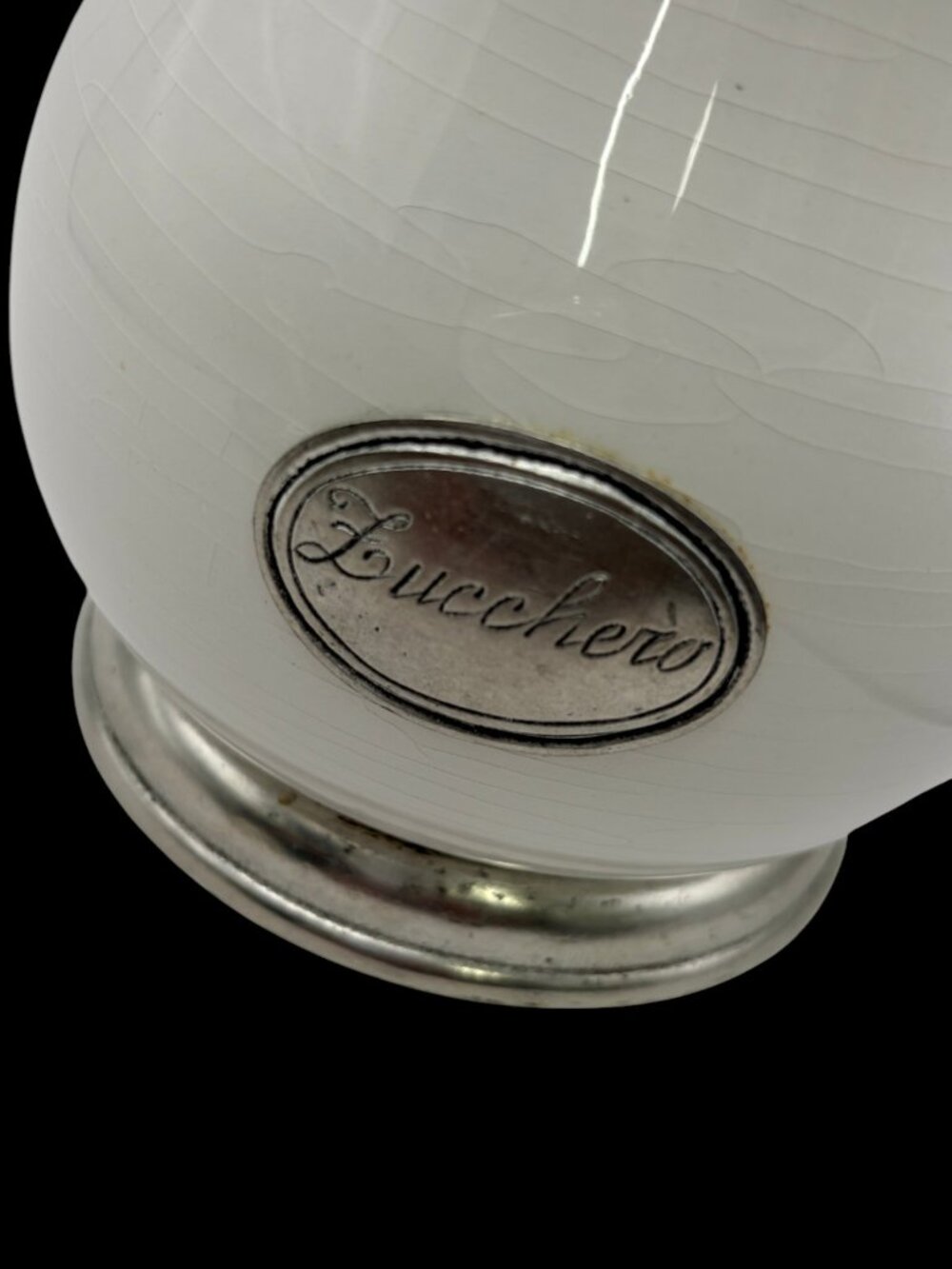 Arte Italica Lucchero White Ceramic Sugar Canister Pewter Lid Made in Italy 9" - Picture 10 of 14